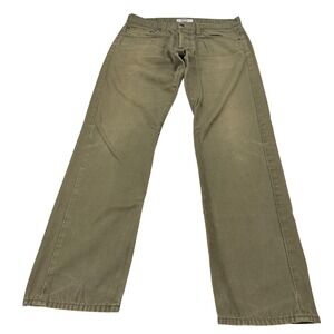 Baldwin The Reed Classic Straight‎ Pants Mens 33 Olive Green Cotton Canvas USA